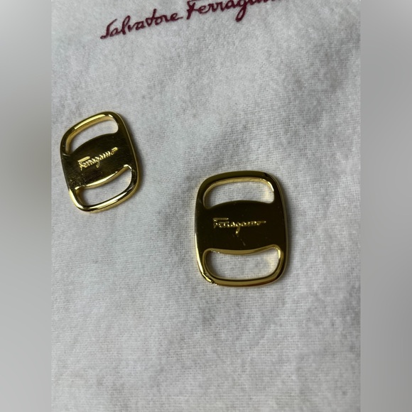 Authentic SALVATORE FERRAGAMO Logo Accessory Scarf Ring SET OF TWO with Dust Bag - Picture 6 of 16